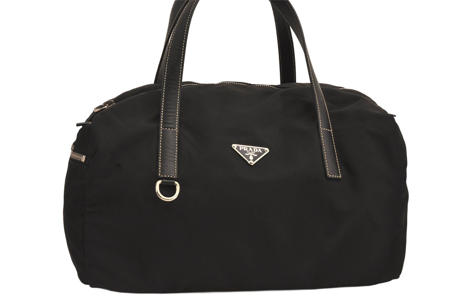PRADA プラダ ヴィンテージ ナイロン レザー ハンドボストンバッグ ブラック 5956M