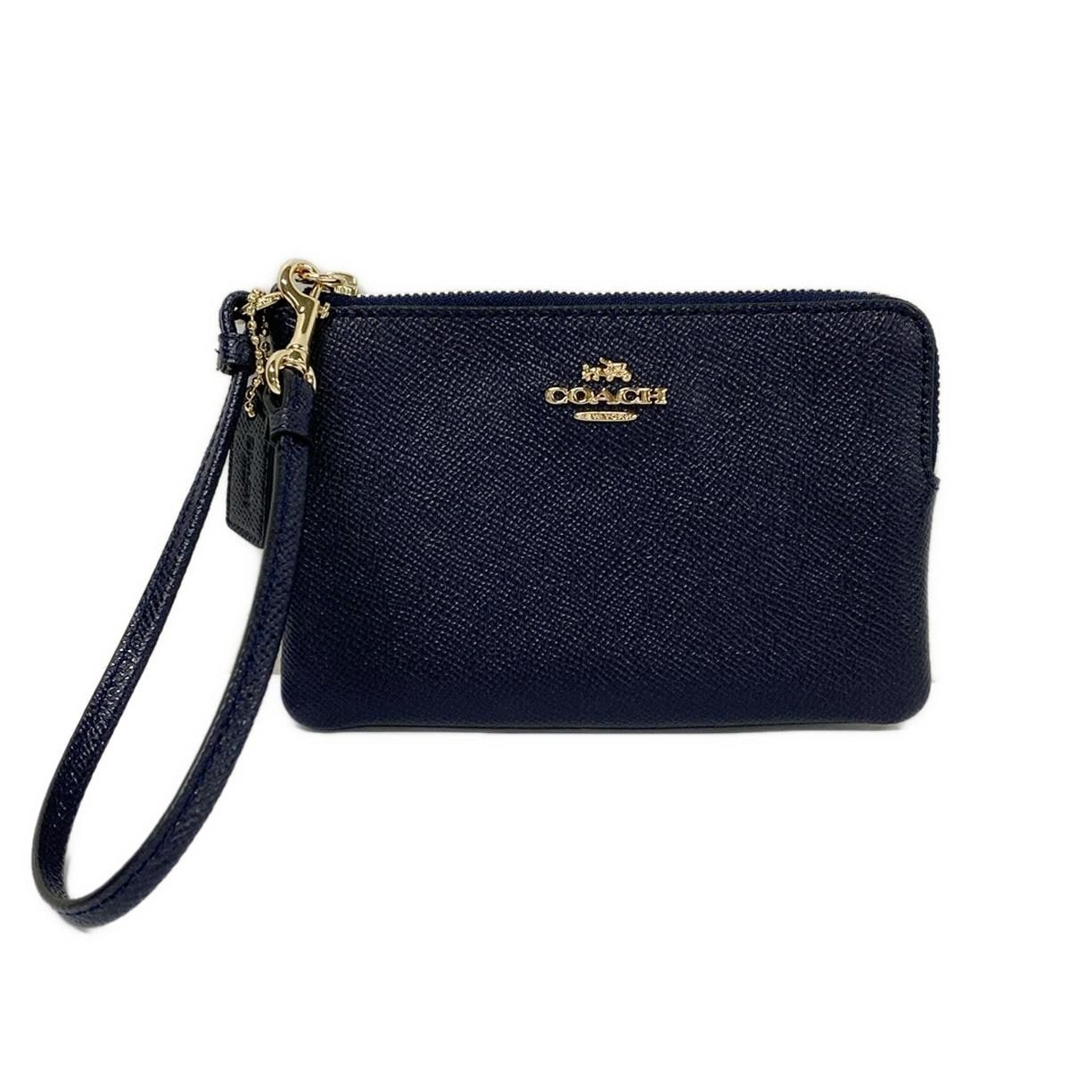 COACH(コーチ) リストレット美品  スモール リストレット クロスグレイン レザー 57768 ダークネイビー レザー