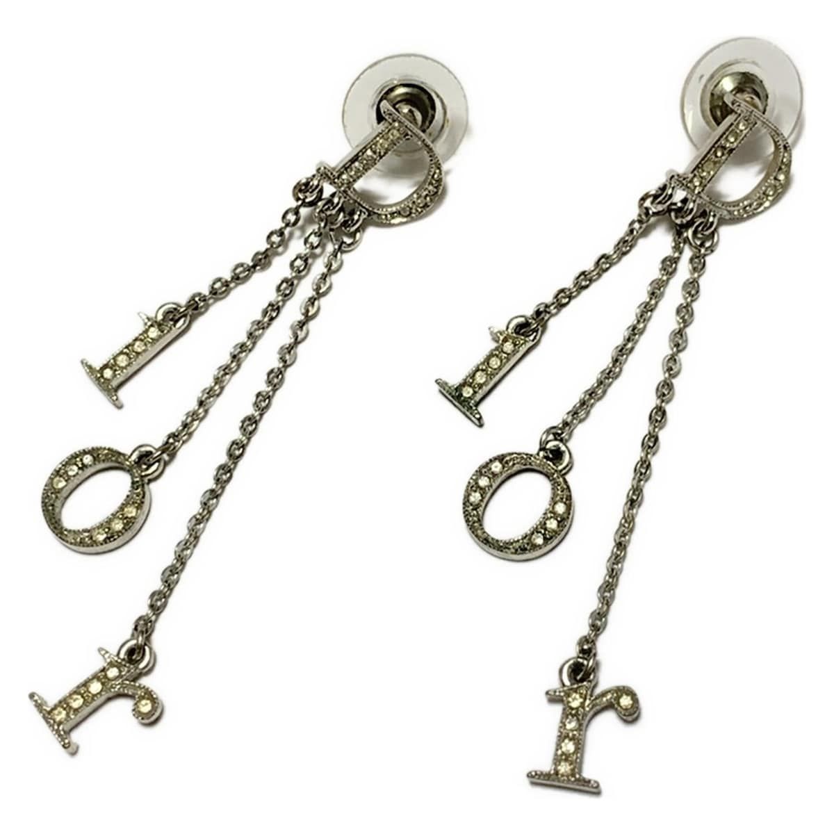 DIOR|ChristianDior ディオール|クリスチャンディオール ピアス - シルバー×クリア Dior モチーフ
