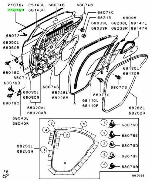 ミツビシ 純正 ギャランフォルティス ランサーエボリューション CY3A フロントドアベルトモール 右 Galant fortis LANCER  FRONT Evolution - メルカリ