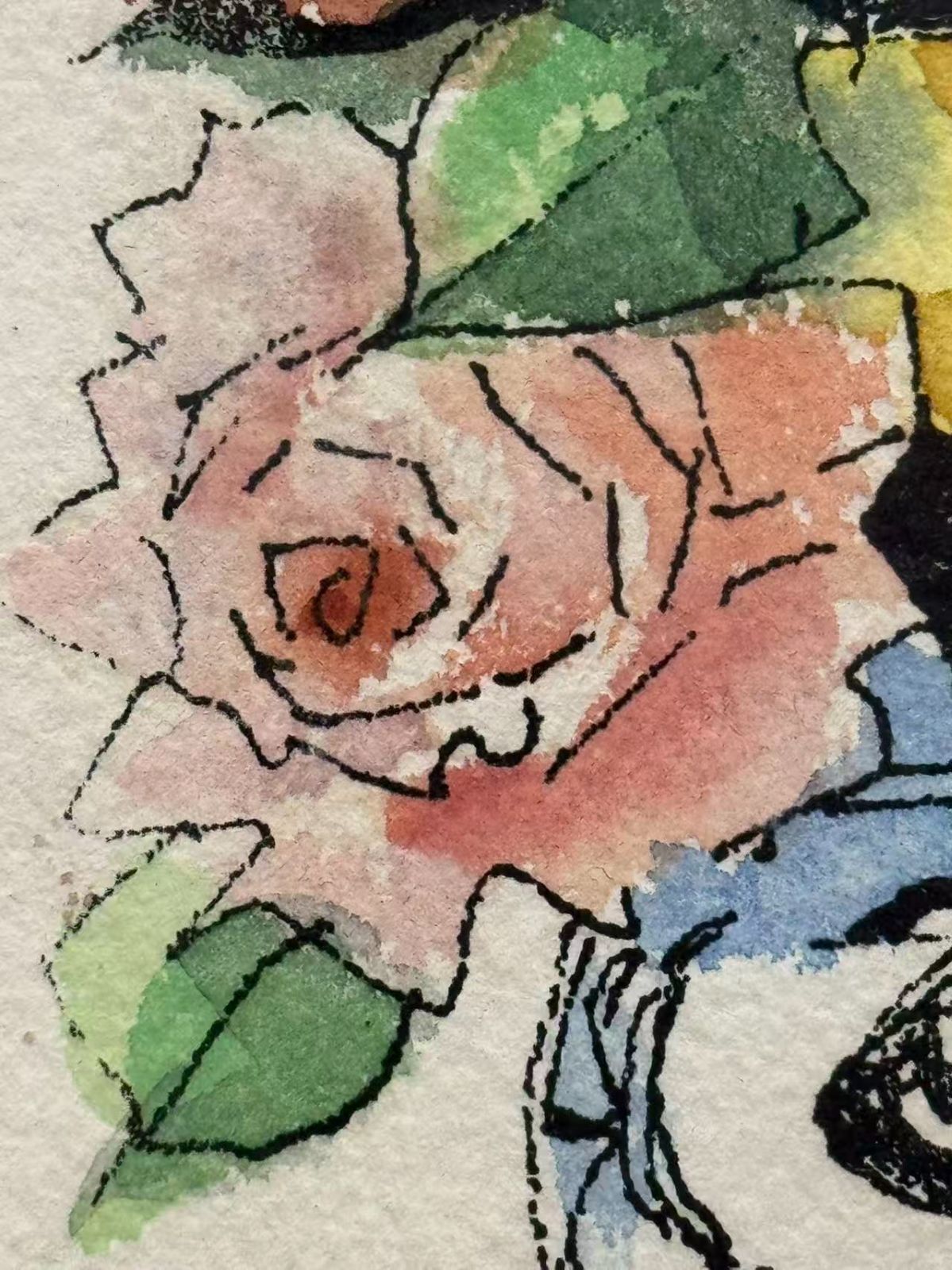 レア　水彩画 鬼頭鍋三郎 柘榴　直筆サイン　肉筆　希少　日本画　古美術 真作 希少 水彩画 肉筆 古田十郎 教会 共シール 青山学院 1983年