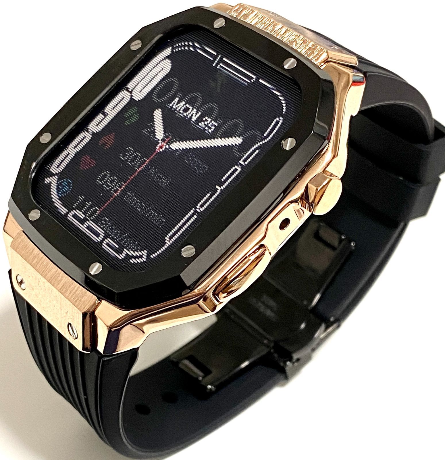 Apple Watchラバーバンドカバーメタルケースアップルウォッチカスタム14 ステンレス メンズ レディース スポーツバンド