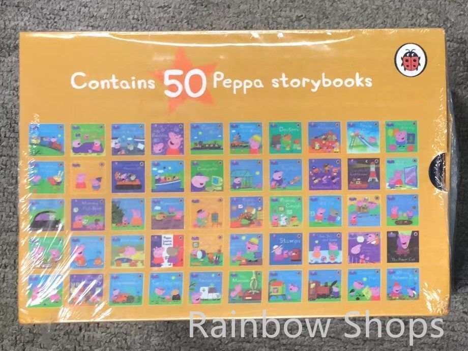 【新品未使用】PeppaPig ボックス ペッパピッグ 英語絵本 50冊 青 ブルー 黄色 マイヤペン対応　MaiyaPen  zxc cp163
