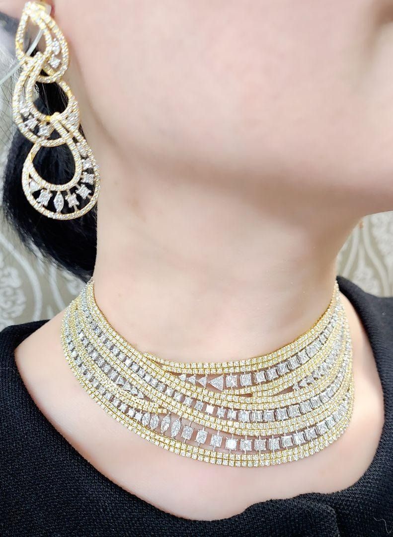 究極のVIP仕様！ 46ct ダイヤモンド K18 ネックレス ピアス セット 