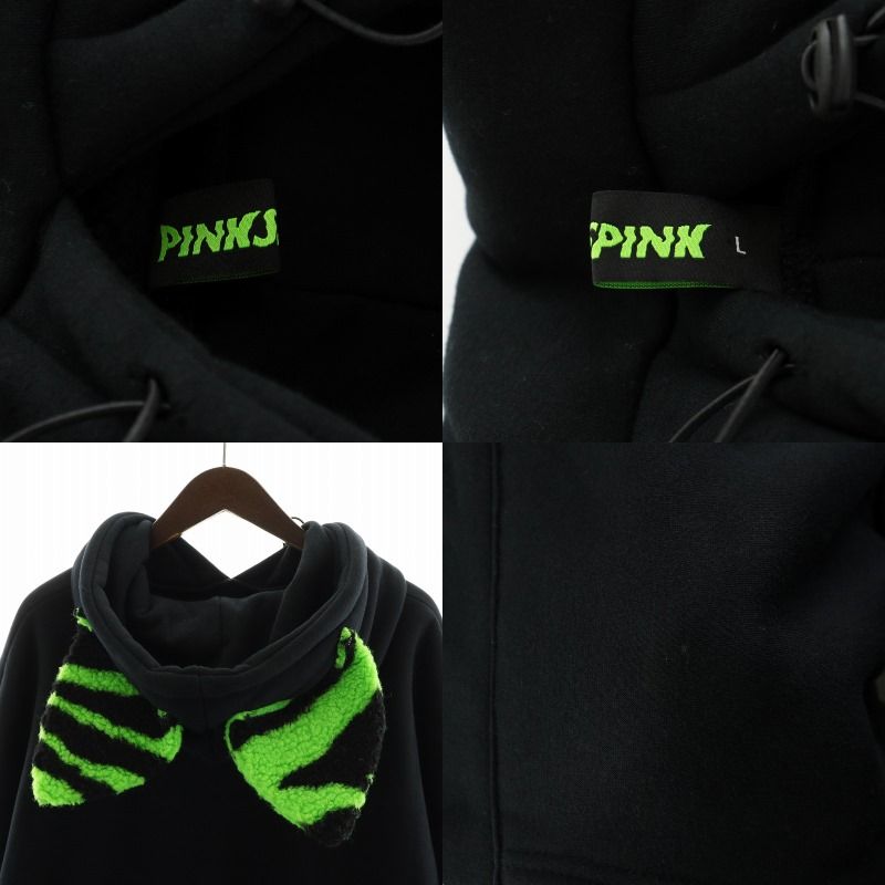 PINKSPINK ピンクスピンク パーカー プルオーバー ロゴプリント 猫耳 L