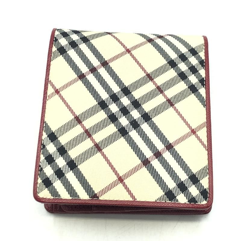 中古】BURBERRY 二つ折り財布 チェック柄 レッド バーバリー[17