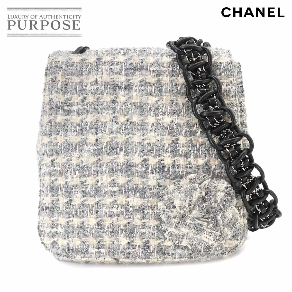 新品同様 シャネル CHANEL カメリア チェーン ショルダー バッグ ツイード レザー グレー ホワイト A30216 Camellia Bag  90257007 - メルカリ