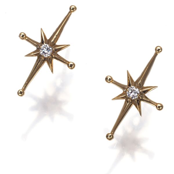 スタージュエリー ピアス ダイヤ ダイヤモンド 0.01ct|0.01ct クロッシングスター K18YG 保証書 178530