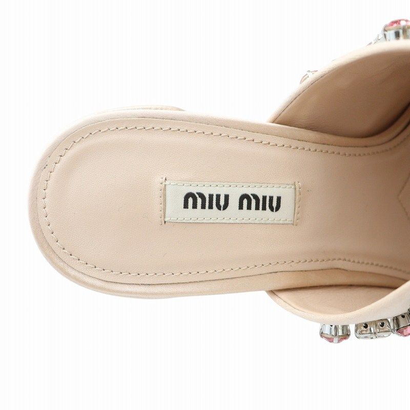 Miu Miu Y2K スクエアトゥ ファンネル ヒール ミュール 37 ミュウミュウ miumiu ミュール サンダル スクエアトゥ ロゴ