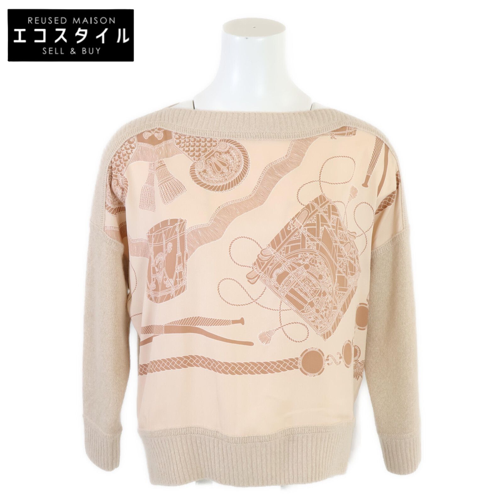 HERMES エルメス | 正規|23AW 3H2833D1 ツイルレーヌ レ タンブール フィネス シルクｘカシミヤ ニットセーター| 34