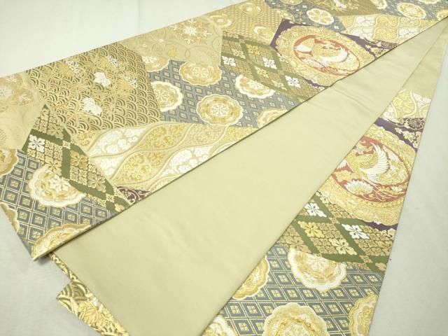 未使用品　高級【値下げOK】六通柄 唐織 逸品 正絹 袋帯 金糸　振袖 平和屋着物▽六通柄袋帯 唐織 名物裂 金銀糸 正絹 逸品
