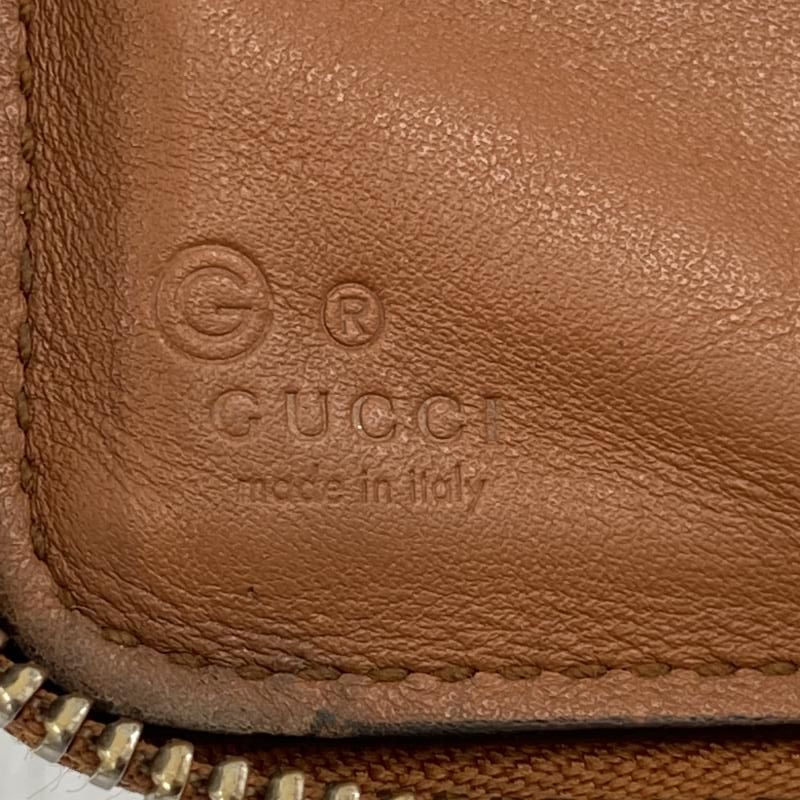 中古】GUCCI GGシマ ラウンドジップウォレット 長財布 ブラウン グッチ