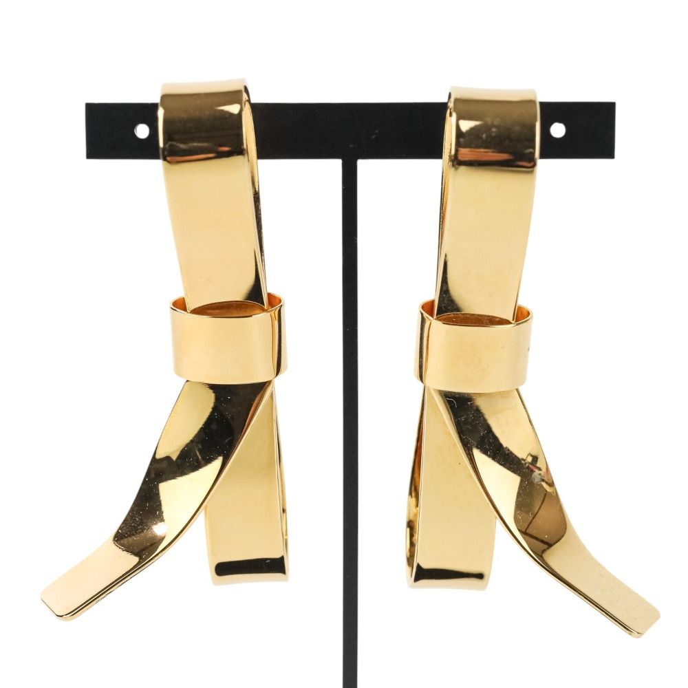 MARNI 国内買付 メタル スクリューイヤリング BOW リボン付き 美品 MARNI マルニ リボンモチーフ Bow Drop ピアス ゴールド