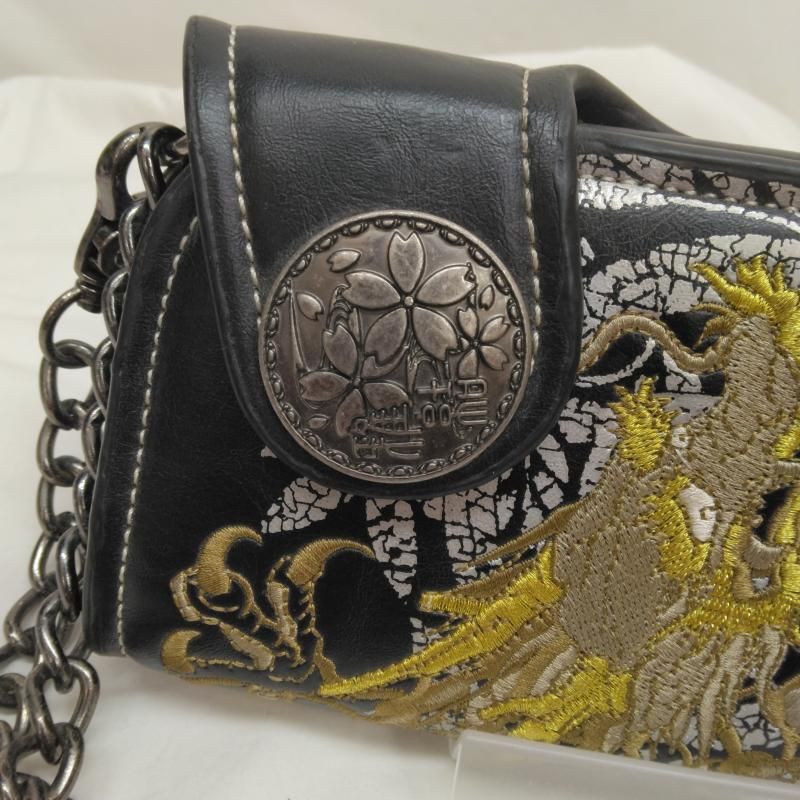 USED 古着 財布 長財布 雅結 レザー ロング ウォレット 龍