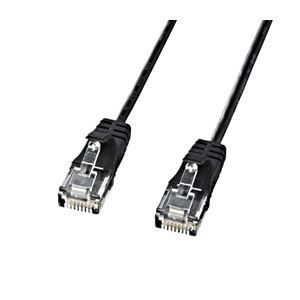 (まとめ)サンワサプライ カテゴリ6準拠極細LANケーブル (ブラック、3m) KB-SL6-03BK