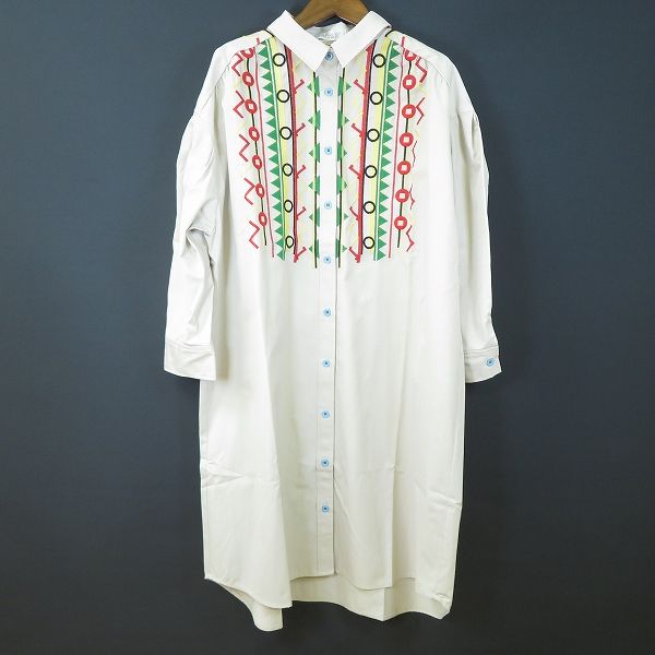 a カンサイヤマモト KANSAIYAMAMOTO スーパーレディ ワンピース LL ライトグレー マルチ 刺繍 長袖 大きいサイズ レディース 957183 k01