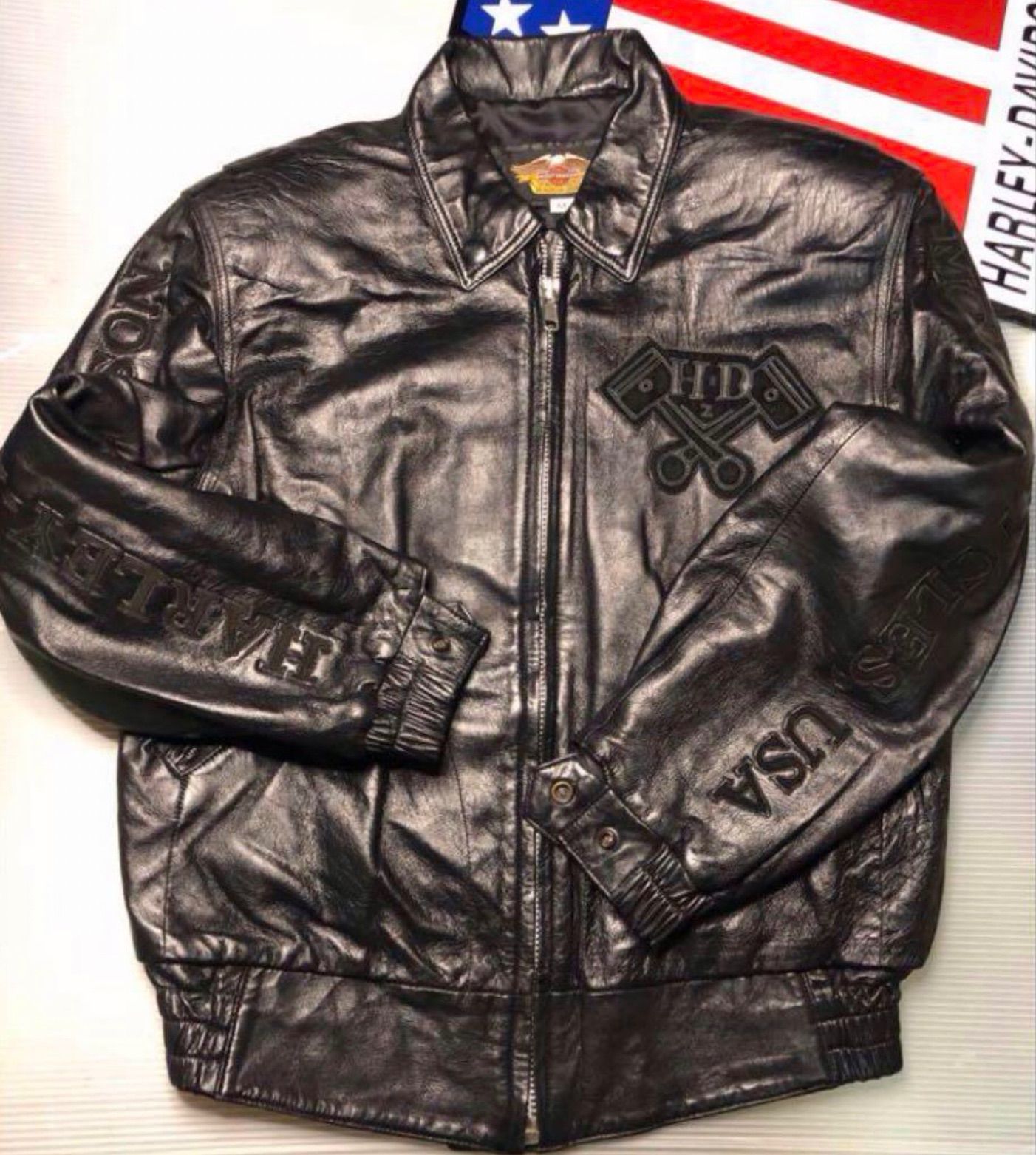 ⭐️ハーレーダビッドソン⭐️レアなゴートスキン本革製ジャケット⭐️本革刺繍限定品⭐️ ⭐️ハーレーダビッドソン⭐️レアなモデル⭐️全面刺繍限定品