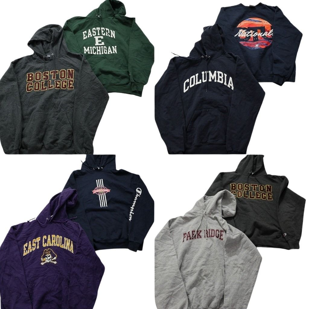 古着卸 まとめ売り チャンピオン Champion スウェット 8枚セット (メンズ M /L ) カレッジ 3段プリント ボストン大学 中古 古着 MZ0415