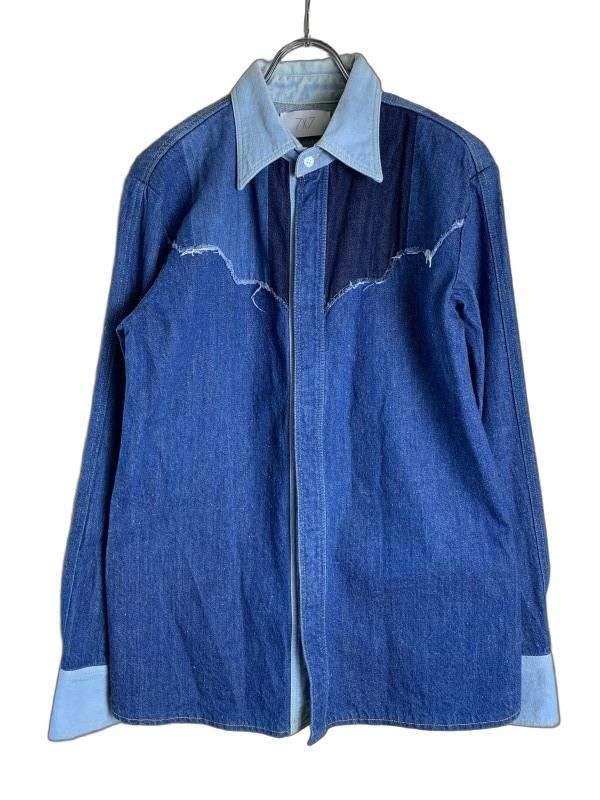 SEVEN BY SEVEN セブンバイセブン パッチワークデニムシャツ 長袖襟シャツ SS2016-7X7PDS インディゴ M 44848220