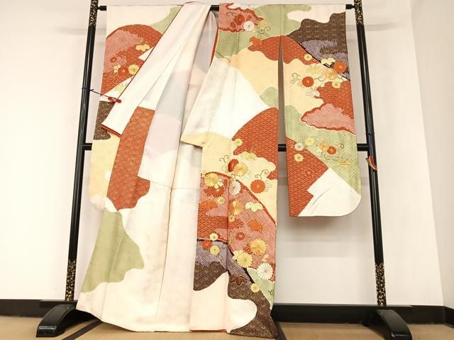 平和屋着物 豪華振袖 駒刺繍 絞り 菊唐草文 金彩 鈴乃屋扱い 正絹 AABA0210zg