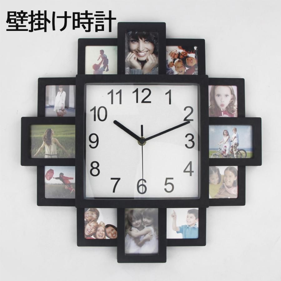壁掛け時計 掛け時計 静音 見やすい 連続秒針 フォトフレーム付掛け時計 大きい 時計 オシャレ お洒落 おしゃれ おすすめ 北欧 人気 新居 部屋装飾