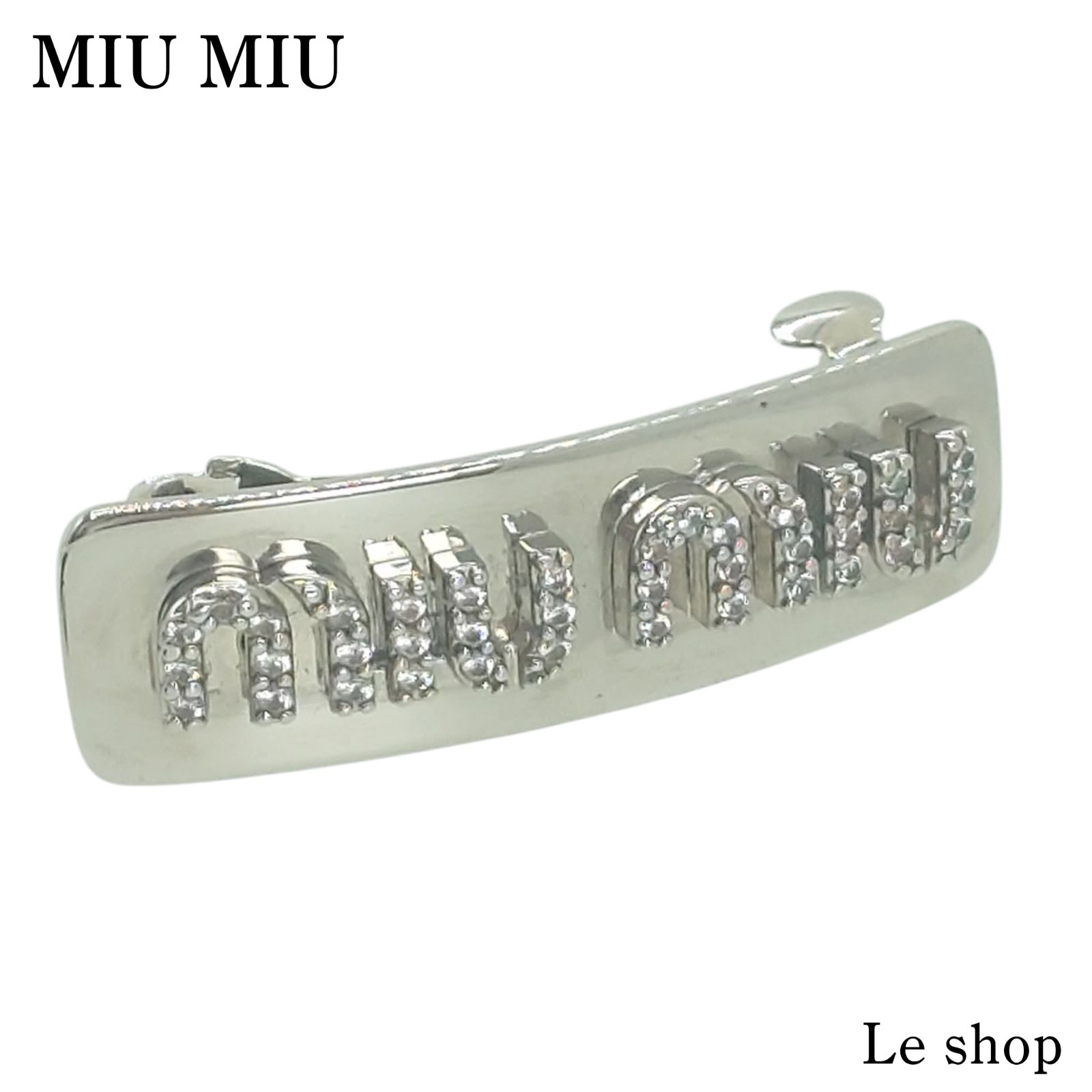 MIU MIU ミュウミュウ ミニ ヘアクリップ ロゴ シルバー 5IF118 レディース