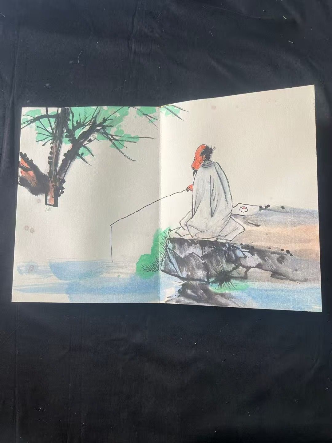 中国古美術. 旧蔵.張大千款.短冊.人物圖.手描き.書道品.賞物