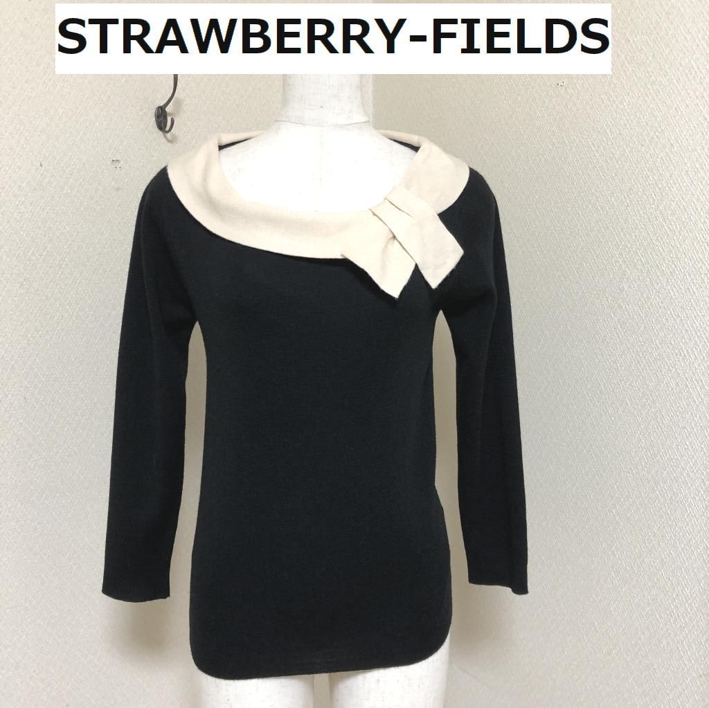 【ストロベリーフィールズ】長袖 ニット セーター バイカラーニット シンプル STRAWBERRY-FIELDS ストロベリーフィールズ ニット セーター