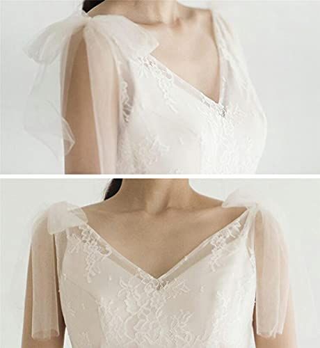 Fiveen 前撮りドレス 白 ウェディングドレス 二次会 花嫁 ドレス Aラインドレス エンパイア ワンピース 編み上げ 前撮り vネック パーティー ブライダル お呼ばれ 結婚式ドレス 海外挙式 M