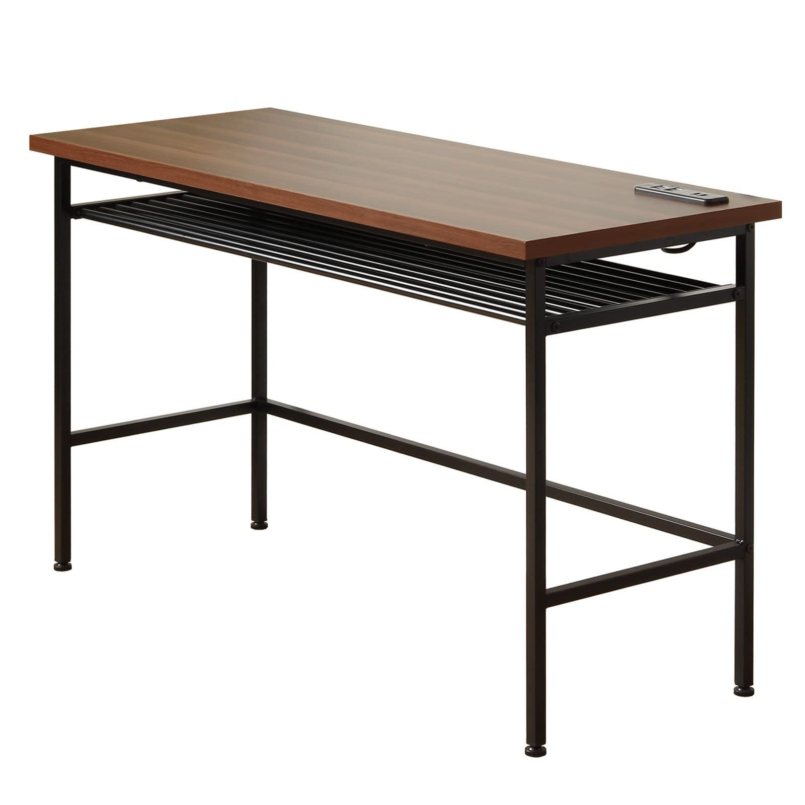 ブラウン アジャスター IW-1250 2口コンセント USBポート 棚付き 幅120×奥行49.5×高さ72.5cm パソコンデスク デスク 岩附