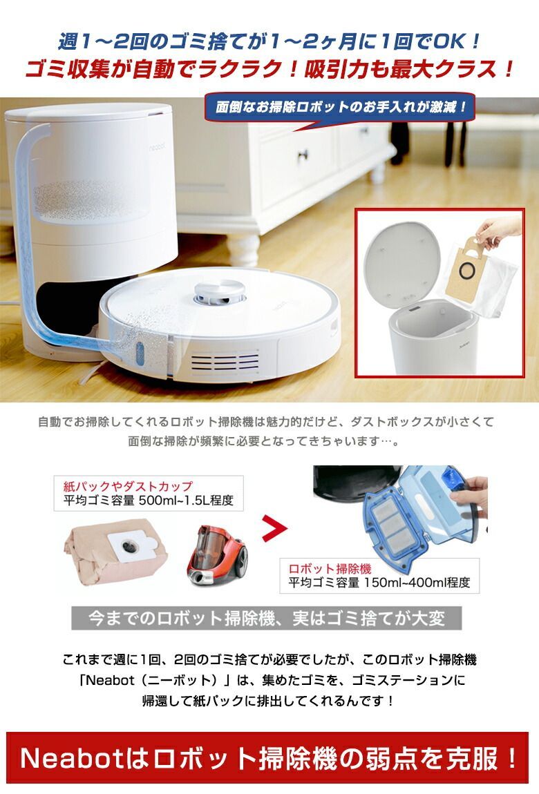 neabot N1 Nomo Plus 自動ゴミ排出 ロボット掃除機 水拭き