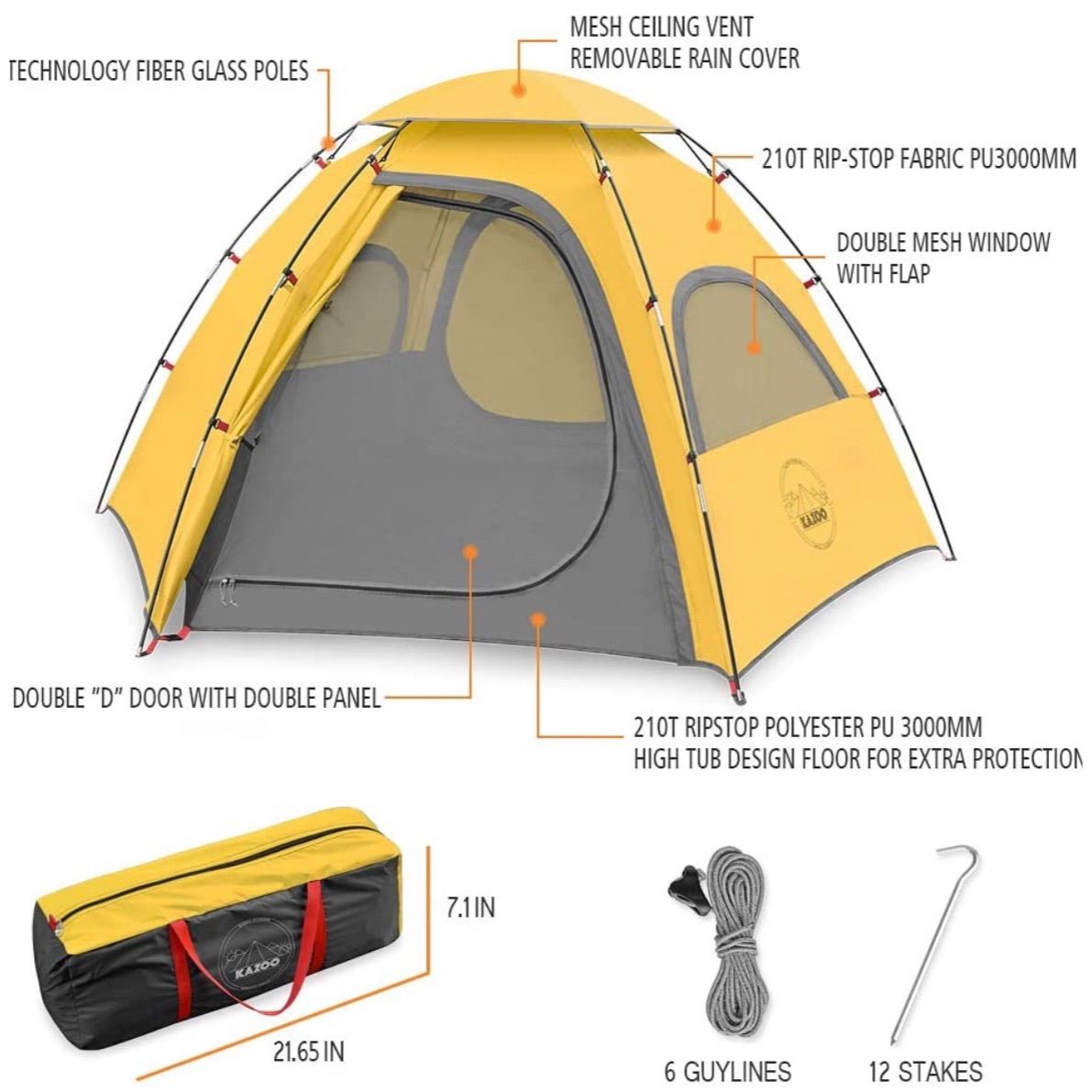 キャンプテント ツーリングドーム 2-3人用 大型 ドーム型 簡単設置