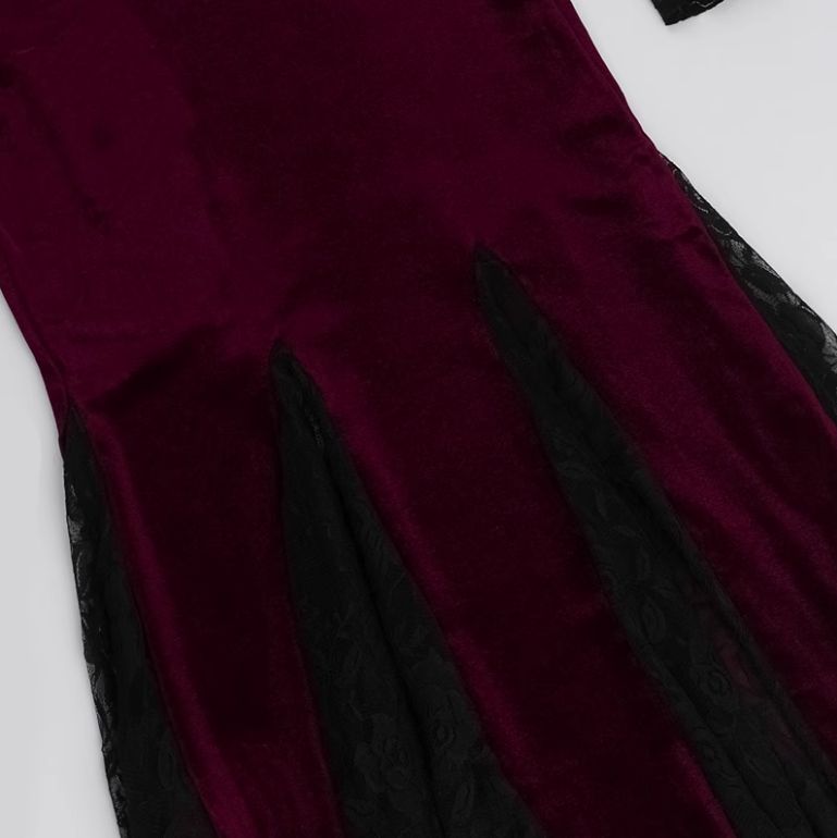 ハロウィン ゴシック風 レースプリント フィッシュテールスカート ワンピース セクシー パーティーフォーマルドレス ヒップホールド ロングスカート 2色展開 WWW_SIROKUMA-CORPORATION_COM