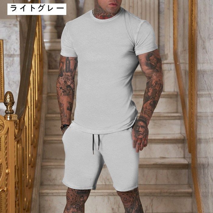 ジャージ メンズ 上下 スウェット セットアップ tシャツハーフ