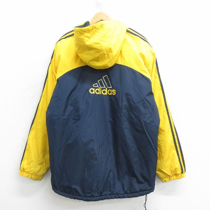 古着　adidasブルゾン adidas アディダス ジップジャケット L ブルー 3ライン メンズ
