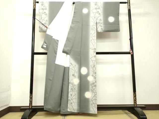 平和屋着物○訪問着 葡萄蔦の葉シルエット 暈し染め 金彩 正絹 逸品