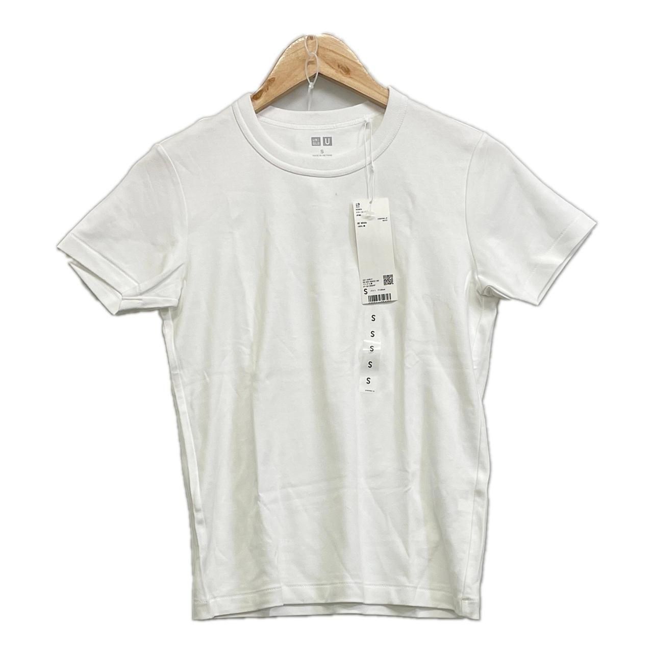 【新品タグ付】 UNIQLO ユニクロ クルーネックTシャツ 半袖カットソー　白T レディース S ホワイト コットン　白Tシャツ　シンプル　定番