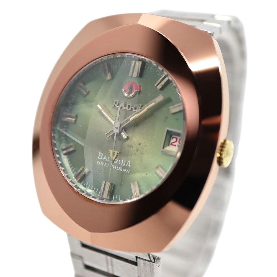 ラドー バルボア レディース カットガラス ラウンド 自動巻き グリーン文字盤 デイト 時計 CZ3725 L146-C4-2042 ◎ RADO ラドー BALBOA V バルボア 自動巻き AT
