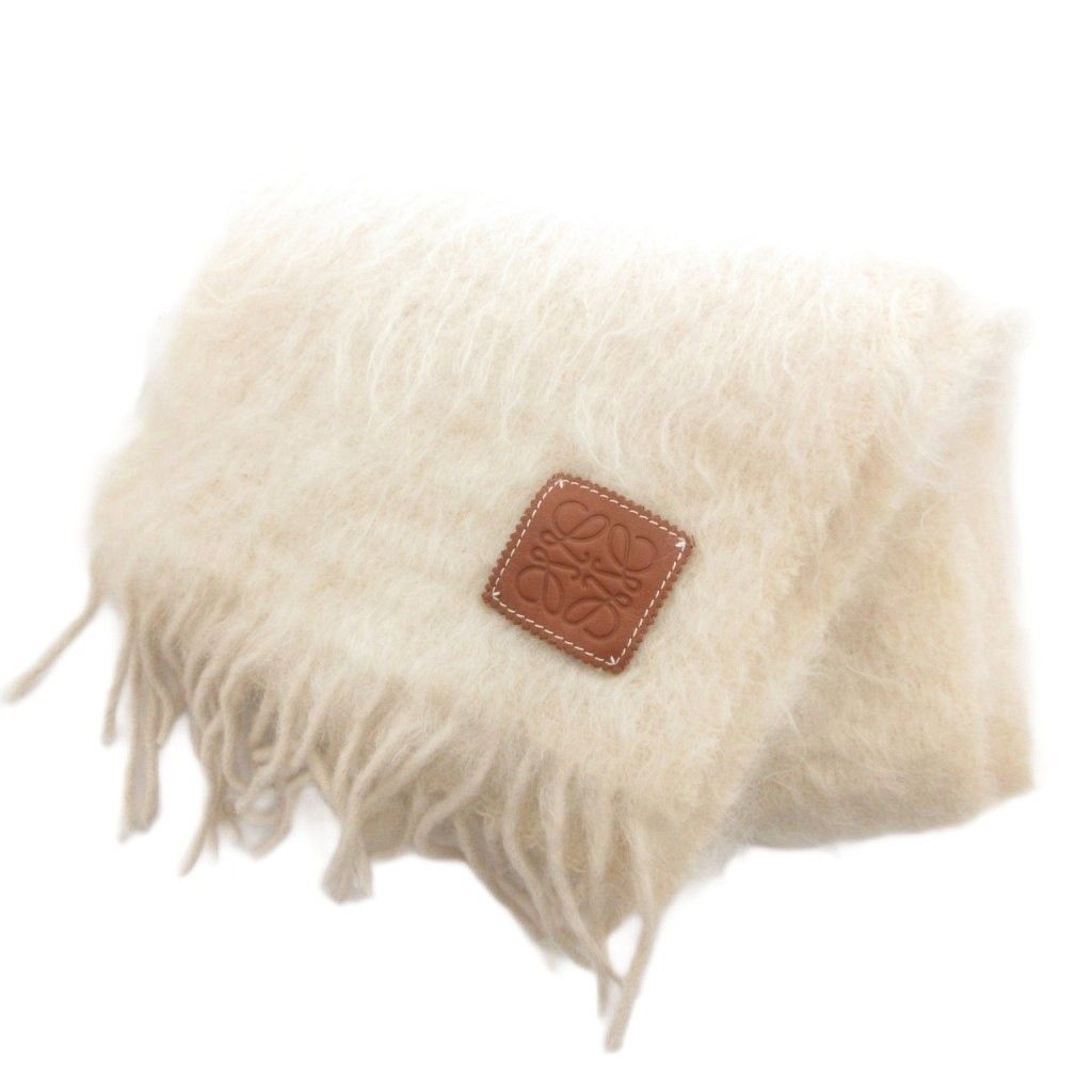 ロエベ マフラー モヘア LOEWE (ロエベ) モヘア＆ウール レザーパッチ マフラー