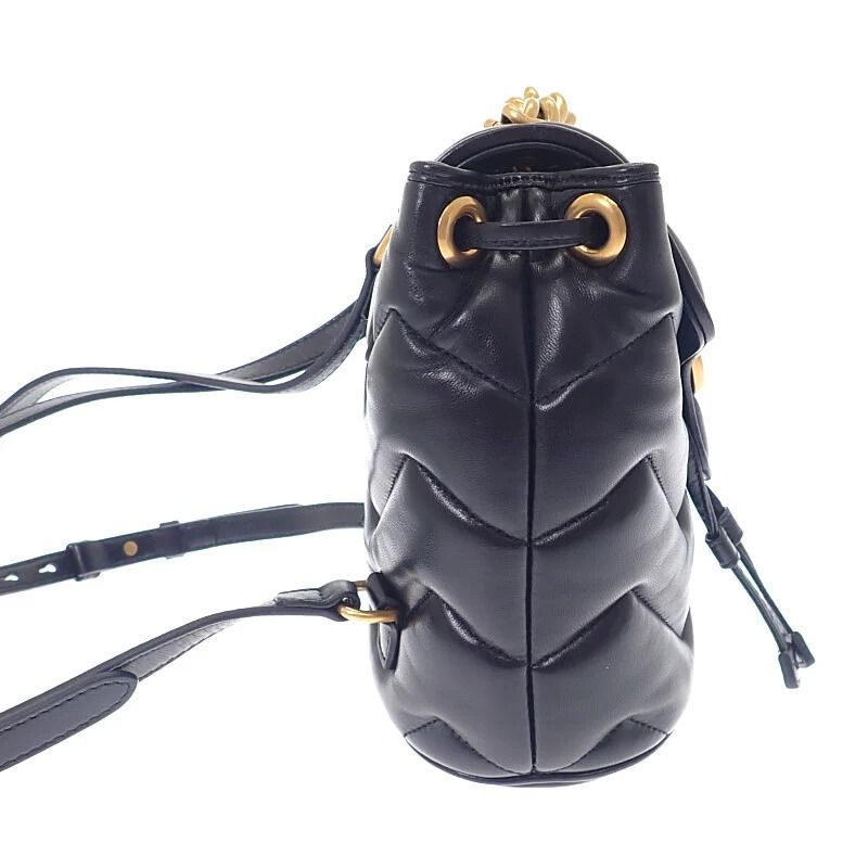 GUCCI GUCCI スモールバックパック 777253_AAC74_1000 リュック デイパック レザー ブラック ゴールド金具 レディース