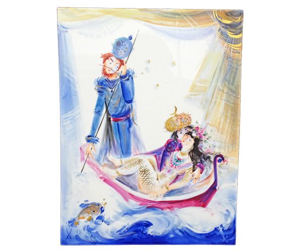 質コニシ】【Meissen/マイセン】陶板画 ゴンドラ アラビアンナイト 千