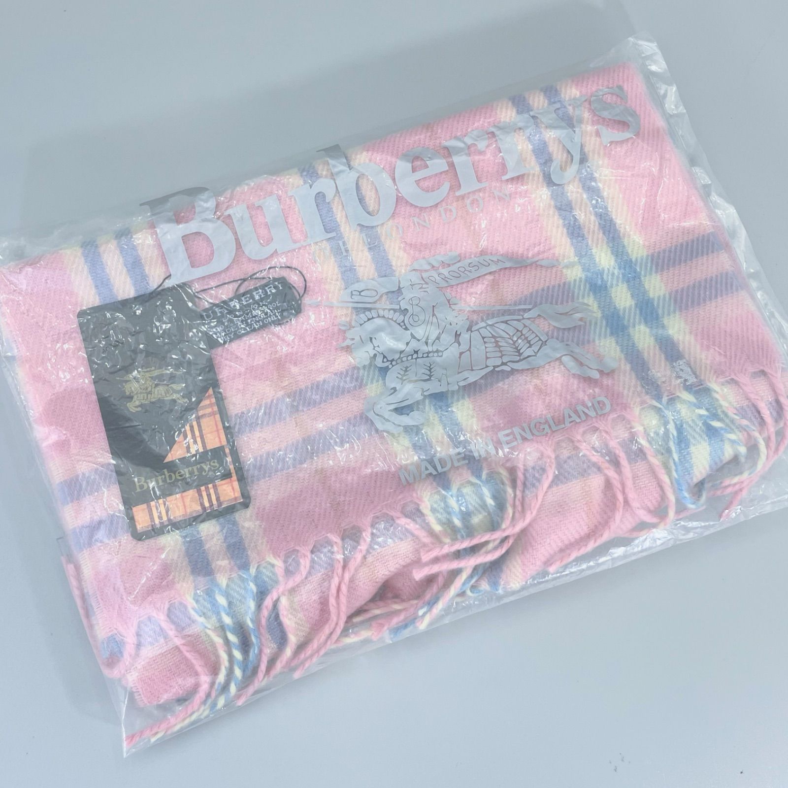 タグ付き　バーバリー ロンドン　ノバチェック マフラー ラムウール　ベビーピンク 未使用 タグ付き Burberry London バーバリー ロンドン ラムウール100