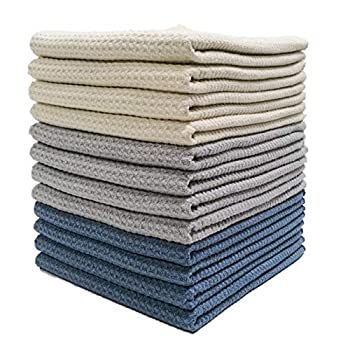 Polyte Microfiber Kitchen Towel Waffle Weave 12 Pack