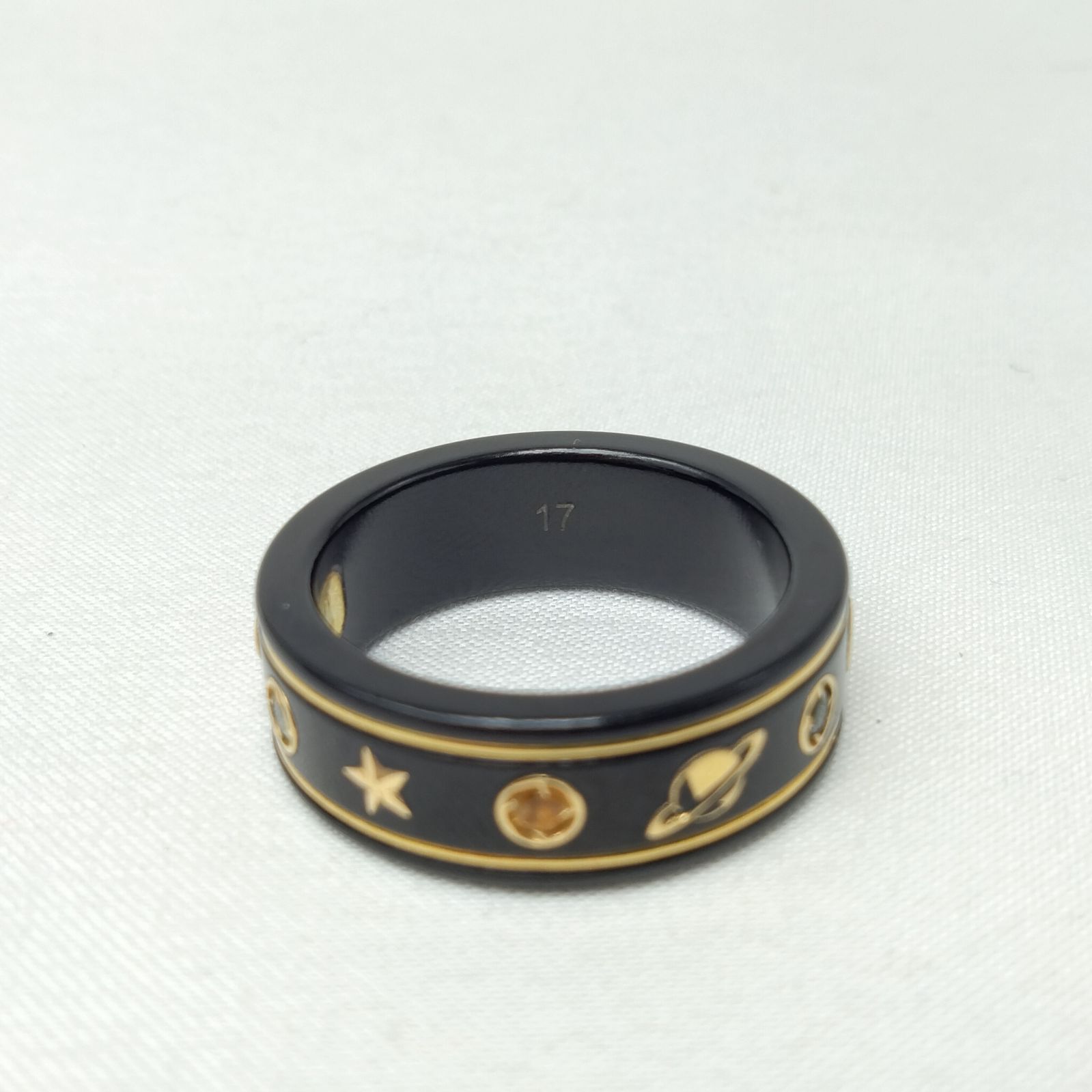 ✨️GUCCI✨️グッチ アイコンリング 750YG/ブラックシンセティック