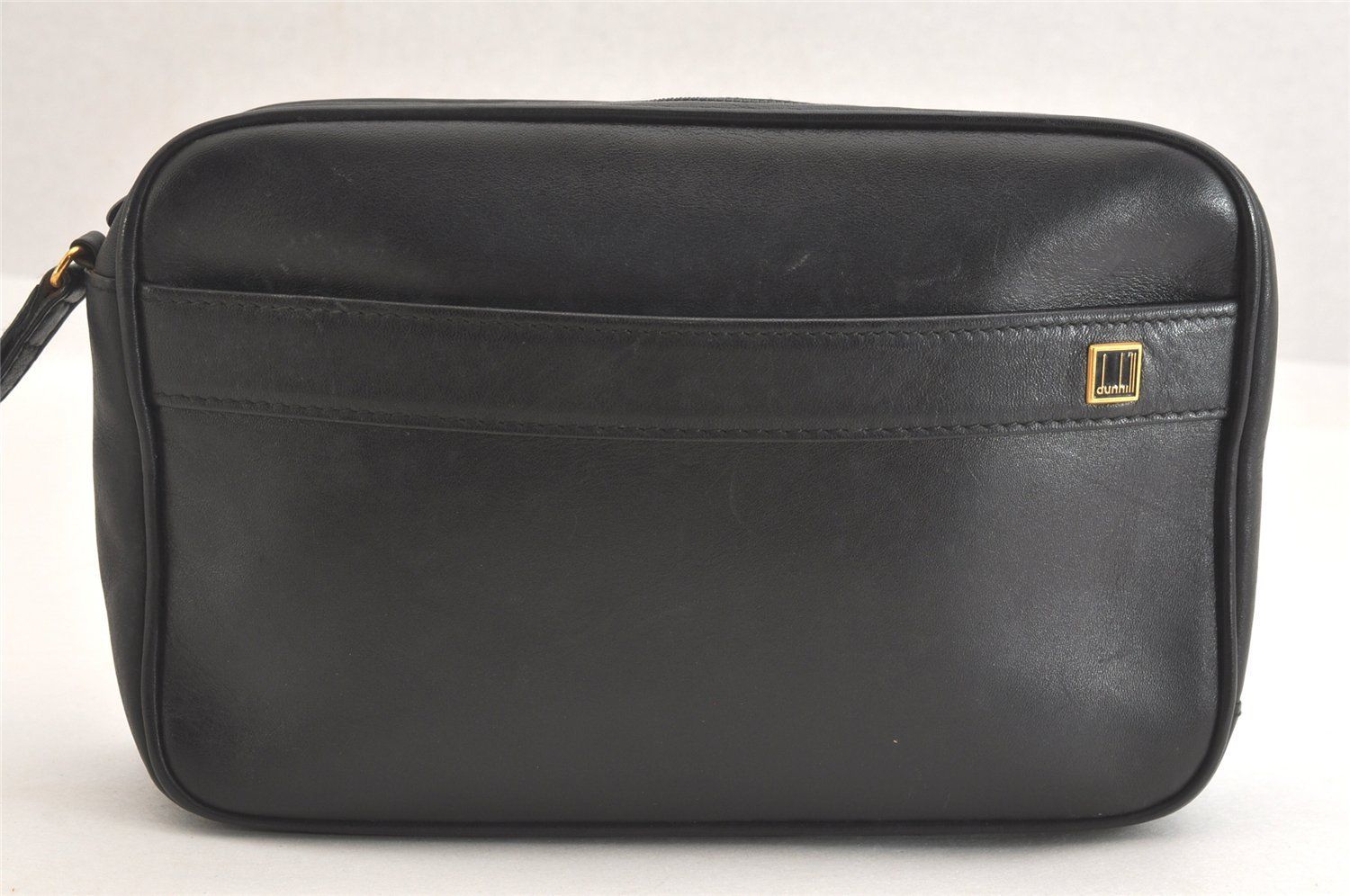 Dunhill ダンヒル ヴィンテージ クラッチハンドバッグ 財布 レザー ブラック 2472N