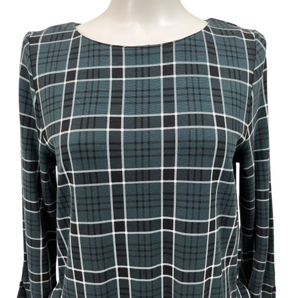 マレーラ MARELLA ロングワンピース カットソーワンピース 長袖 チェック柄 グリーン 黒 白 M 9号 レディース S5V636