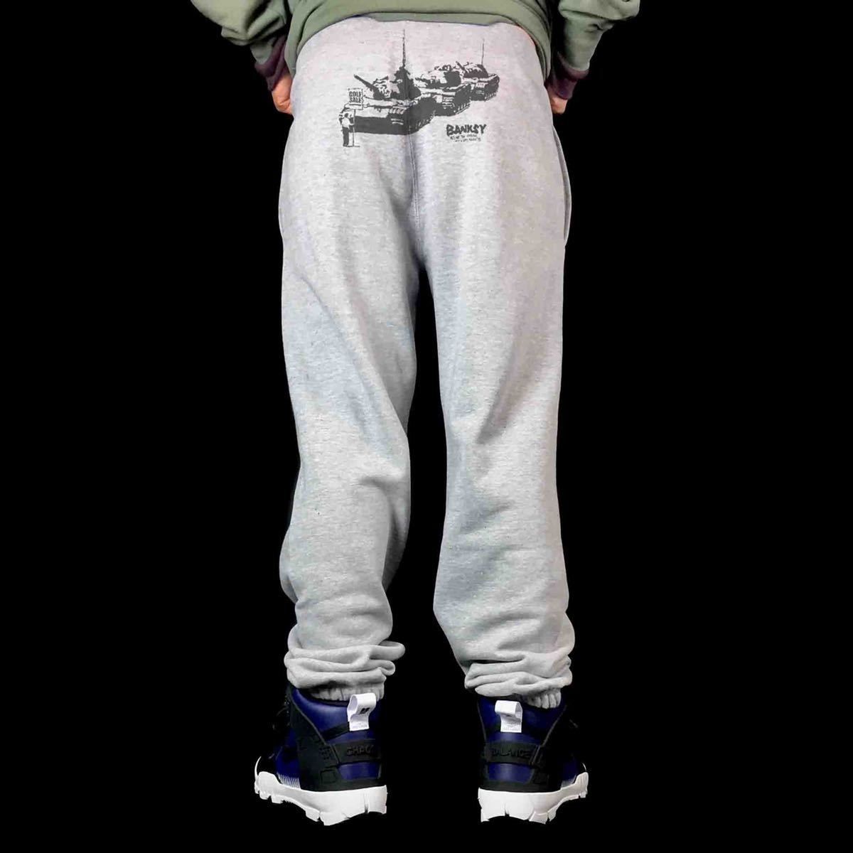 オリジナル スウェットパンツ バンクシー BANKSY 戦車 GOLF ゴルフ セール グラフィティ スウェットパンツ S M L XL タイト ジャスト 大きい ビッグ オーバーサイズ メンズ レディース ユニセックス ピンククリーム