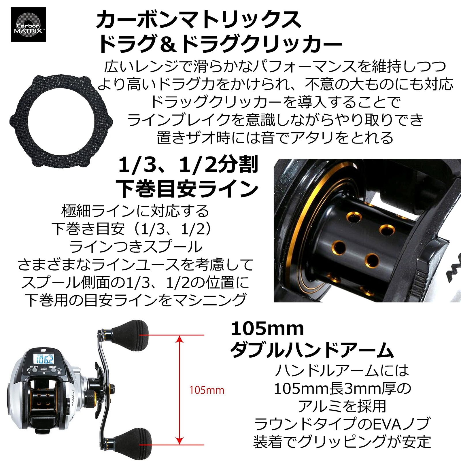  AbuGarcia アブガルシア MAX DLC-L 大画面 デジタルラインカウンター 左巻き パワーハンドルモデル その他 フェイスケア