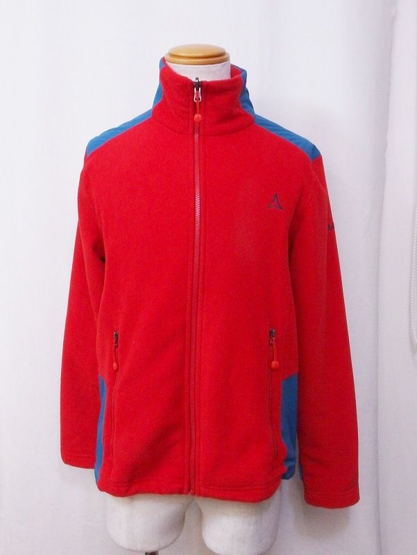 【199008】 schoffel ジップアップ　フリース バイカラー メンズ  48S レッド系×ブルー