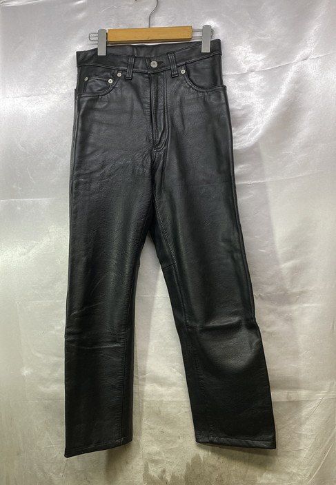 80s 90s JUNMEN ジュンメン 牛革 ストレート レザーパンツ サイズ S カラー ブラック バイクウェア バイカー